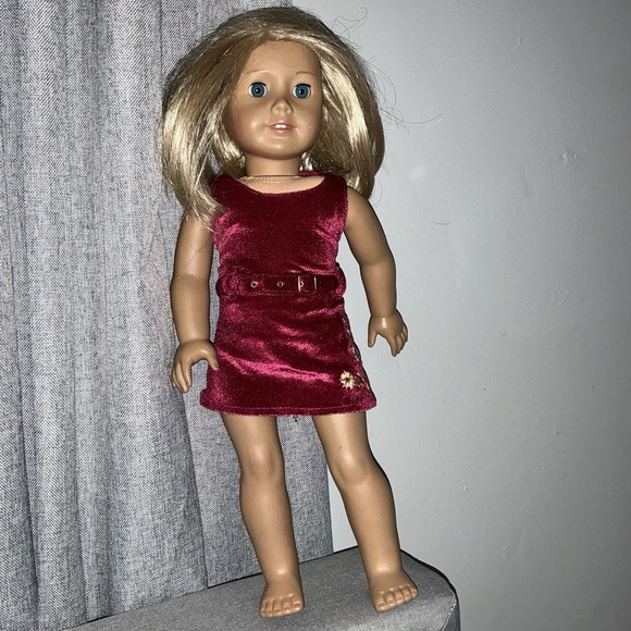 american girl red velvet christmas dress Red Velvet Girls Christmas Dress, Twirly Velveteen Girls Dress, Full Circle Skit, Family Photoshoot, Pictures, Velvet, Handmade by Fi and Me